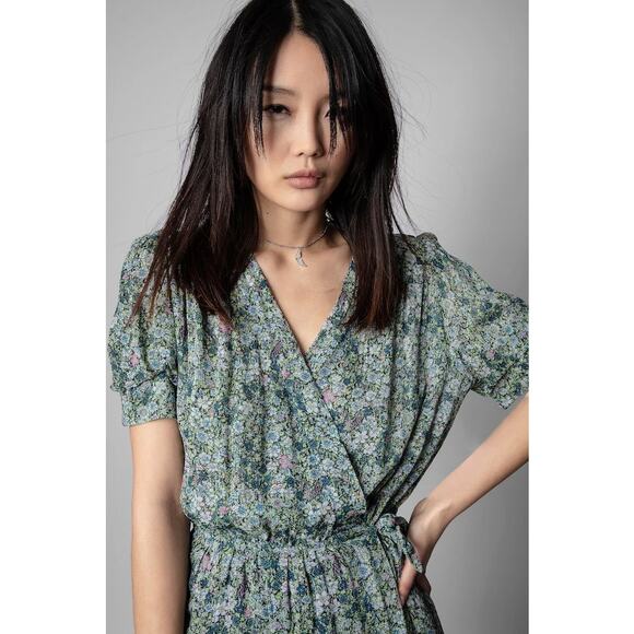 Zadig & Voltaire Betty Wrap dress Mousseline size L NWT - Picture 8 of 10